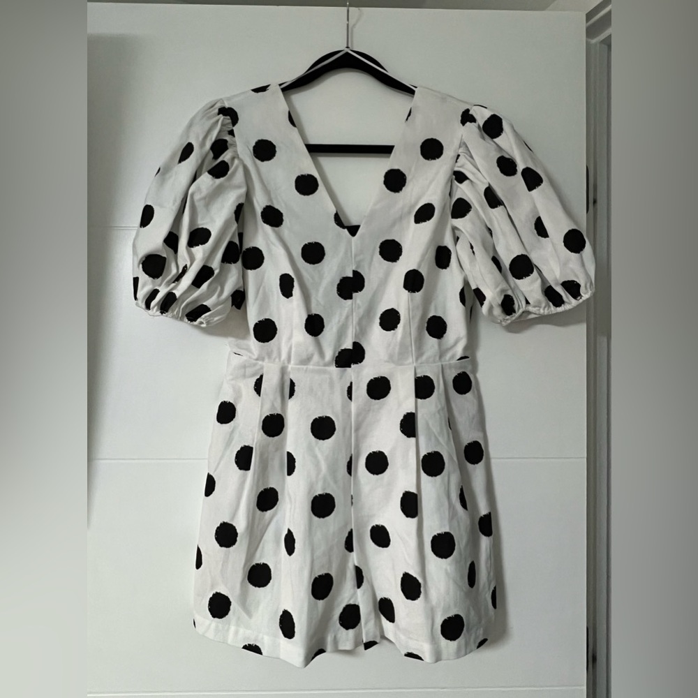 Las Lolas Romper - NEW white w black dots